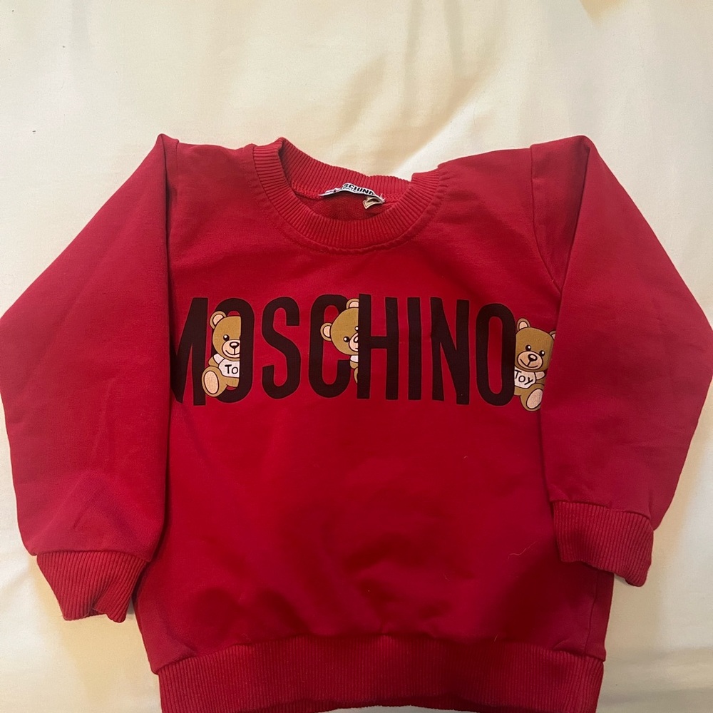 Moschino Kids Red Teddy Bear Sweatshirt 4T